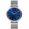 ZINZI Retro Watch Dark Blue Dial Silver Colored Case and Stainless Steel Mesh Strap 38mm  ZIW403M