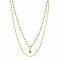 ZINZI Gold Plated Sterling Silver Multi-look Necklace Curb and Green Bead Chain with Round Setting with Olive Green Color Stone 42-45cm ZIC2528G