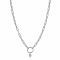 ZINZI Sterling Silver Paperclip Chain Necklace Round White Zirconia 45cm ZIC2200
