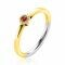 ZINZI Gold Plated Sterling Silver Ring Round Setting with Red Garnet Color Stone and White Zirconias 4,5mm width ZIR2560