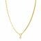 ZINZI Gold Plated Sterling Silver Necklace with 2 Trendy Chains Combined: Curb and Paperclip Chain. With a Dangling White Zirconia 40-45cm ZIC2480