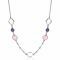 ZINZI zilveren fantasie ketting 45cm zeshoek blauw roze rond ZIC2002