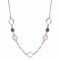 ZINZI Sterling Silver Fantasy Necklace Open Hexagons and Blue and Pink Color Stones 45cm ZIC2002