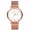 ZINZI Retro horloge witte wijzerplaat stalen kast roségoudgekleurd stalen mesh band roségoudgekleurd 38mm extra dun ZIW408M