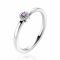 ZINZI Sterling Silver Ring Round Setting with Purple Color Stone and White Zirconias 4,5mm width ZIR2561