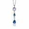 35mm ZINZI Sterling Silver Pendant Square, Oval and Drop Blue Color Stones with Small White Zirconias ZIH2397 (excl. necklace)
