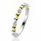 ZINZI Sterling Silver Bicolor Stackable Ring Beads partly with White Zirconias width 3mm ZIR2393