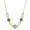 ZINZI Gold Plated Sterling Silver Necklace with Paperclip Chains and Green Turquoise Color Stones ZIC2332