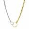 Zinzi Sterling Silver Necklace with Trendy Curb and Gold Plated Rolo Chains Connected by 2 Open Circles 42-45cm ZIC2333