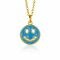 15mm ZINZI Gold Plated Sterling Silver Pendant Smiley Round with Blue Enamel ZIH2312B (excl. necklace)