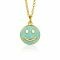 15mm ZINZI Gold Plated Sterling Silver Pendant Smiley Round with Turquoise Enamel ZIH2312T (excl. necklace)