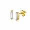 ZINZI zilveren oorknoppen geel verguld 8mm baguette rechthoek wit ZIO2057Y