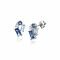 11mm ZINZI Sterling Silver Stud Earrings Round and Rectangular White and Blue Color Stones ZIO2293