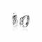 14mm ZINZI Sterling Silver Hoop Earrings Twist Design and White Zirconias width 5mm ZIO2295