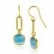 35mm ZINZI Gold Plated Sterling Silver Drop Earrings  Paperclip Chain and Turquoise Color Stone ZIO2332