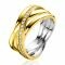 ZINZI Gold Plated Sterling Silver Crossover Ring White ZIR1790Y