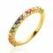 ZINZI Gold Plated Sterling Silver Stackable Ring Rainbow Color Stones width 2,5mm ZIR2170
