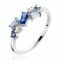 ZINZI Sterling Silver Ring with Round and Rectangular Settings, Set with White and Blue Color Stones ZIR2293
