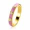 ZINZI Gold Plated Sterling Silver Stackable Ring Trendy Pink Enamel and White Zirconias 3mm ZIR2315R