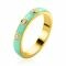 ZINZI Gold Plated Sterling Silver Stackable Ring Trendy Turquoise Enamel and White Zirconias 3mm ZIR2315T