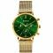 ZINZI Watch CHRONOGRAPH 34mm Green Dial with Date and Chronometers Gold Colored Stainless Steel Case and Mesh Strap 18mm ZIW1535