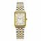 ZINZI Elegance bicolor horloge witte wijzerplaat en rechthoekige goudkleurige  kast en bicolor stalen schakelband 28mm extra dun ZIW1907