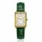ZINZI Elegance bicolor Watch White Dial and Rectangular Gold Colored  Case and Green Leather Strap 28mm  ZIW1907G