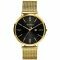ZINZI Retro Watch Black Dial Gold Colored Stainless Steel Case and Mesh Strap 38mm  ZIW443M