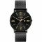 ZINZI Roman Watch 34mm Black and Gold Colored Dial Black Stainless Steel Case and Mesh Strap ZIW549M