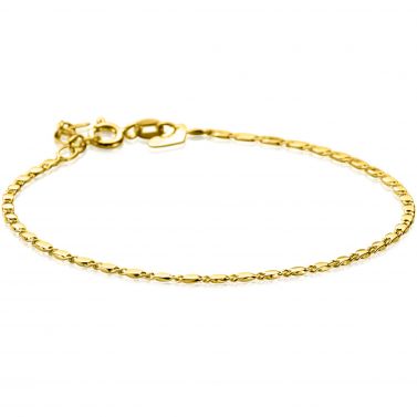 ZINZI Gold 14 carat solid gold bracelet with shiny fantasy plates, 1.7mm wide, 17-19cm ZGA497