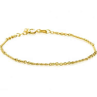 ZINZI Gold 14 karat gold solid bracelet with engraved twisted bars and fine curb links, 2mm wide, 17-19cm, ZGA500