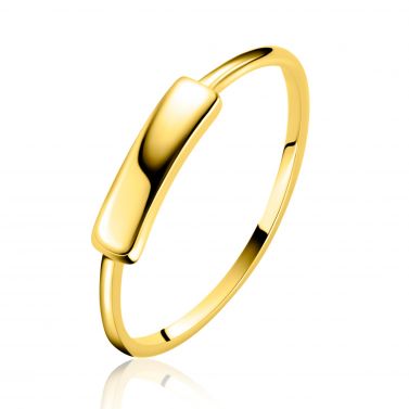 ZINZI Gold ring  met lang plaatje mt.58