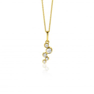 17mm ZINZI Gold 14 ct gold pendant with round settings set with white cubic zirconias ZGH513 (no necklace)
