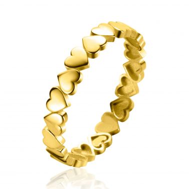 "ZINZI 14K Gold Stackable Ring Hearts 3mm width ZGR447"