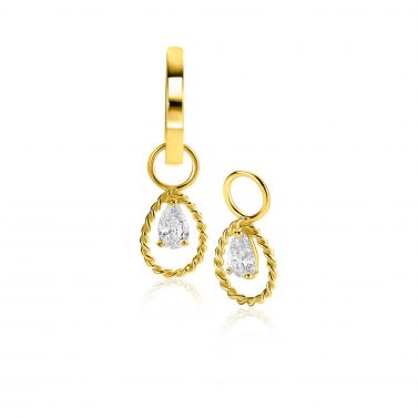 ZINZI 14K Gold Earrings Pendants Drop White Zirconia ZGCH478 (excl. hoop earrings)