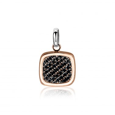 ZINZI Rose Gold Plated Sterling Silver Pendant Square Black ZIH1070N