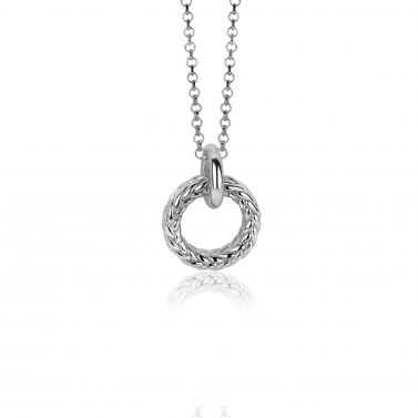 19mm ZINZI Sterling Silver Pendant Round with Rope Effect ZIH2246 (excl. necklace)