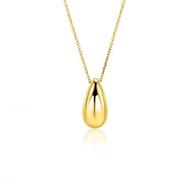 ZINZI gold-plated silver necklace, 42-45cm, with large teardrop-shaped pendant, 19mm, ZIC-BF103G