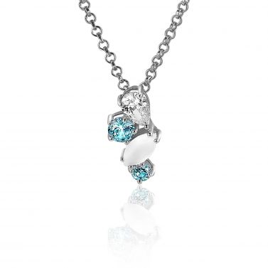 15mm ZINZI Sterling Silver Pendant Light Blue and White Zirconias ZIH2189 (excl. necklace)