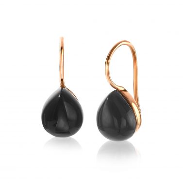 22mm ZINZI Rose Gold Plated Sterling Silver Drop Earrings Black ZIO1934GG