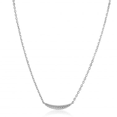 ZINZI silver link chain with large feather. The feather symbolises spreading your wings and freedom. 40-45cm ZIC2644