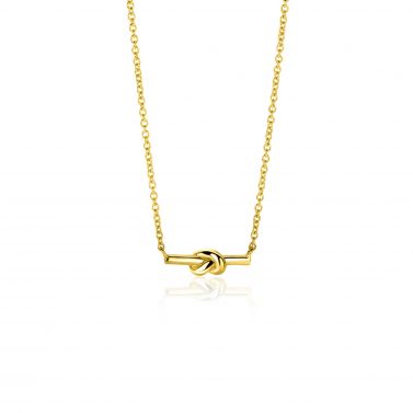 ZINZI gold-plated silver link necklace with bar and trendy knot, 45-48cm, ZIC-BF115G