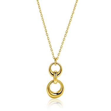 ZINZI gold plated silver link necklace with three organic shapes as pendants 42-45cm ZIC2671