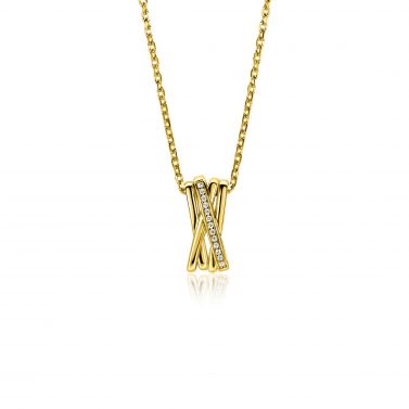 ZINZI zlv. collier gg.verg.cross-over en zirconia's