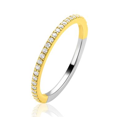 ZINZI zlv. aanschuif rijring gg.veg.zirconia's mt.62