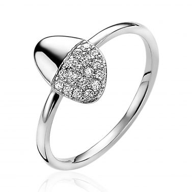 ZINZI Sterling Silver Fantasy Ring with Oval White Zirconia ZIRBF20