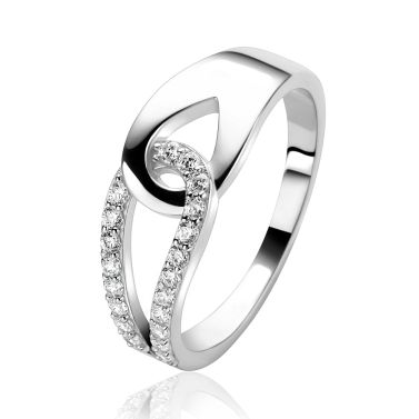 ZINZI zlv.ring verbonden druppelvorm zirc./glad mt.62