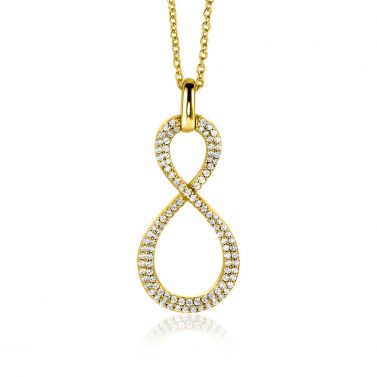 35mm ZINZI Gold Plated Sterling Silver Infinity Pendant White Zirconias ZIH2570Y (excl. necklace)