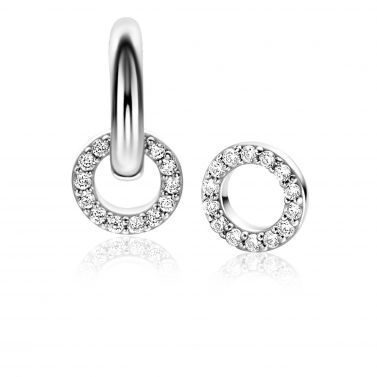 7,5mm ZINZI Sterling Silver Earrings Pendants Round White Zirconias ZICH2550 (excl. hoop earrings)