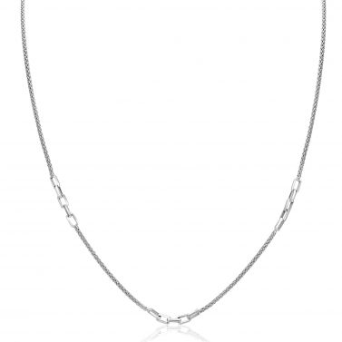 ZINZI zlv. collier popcorn en schakels 45-48cm